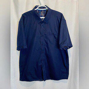 2/40$ Men’s Marco navy blue polka dots short sleeved buttoned shirt Sz 2X‎